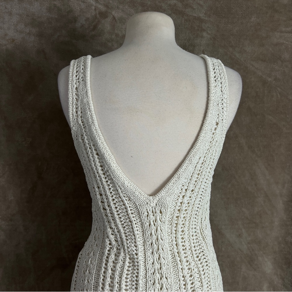 Jonathan Simkhai Ivory Kamilah Crochet Fringe Tank Midi Dress Small NWOT - Picture 11 of 13